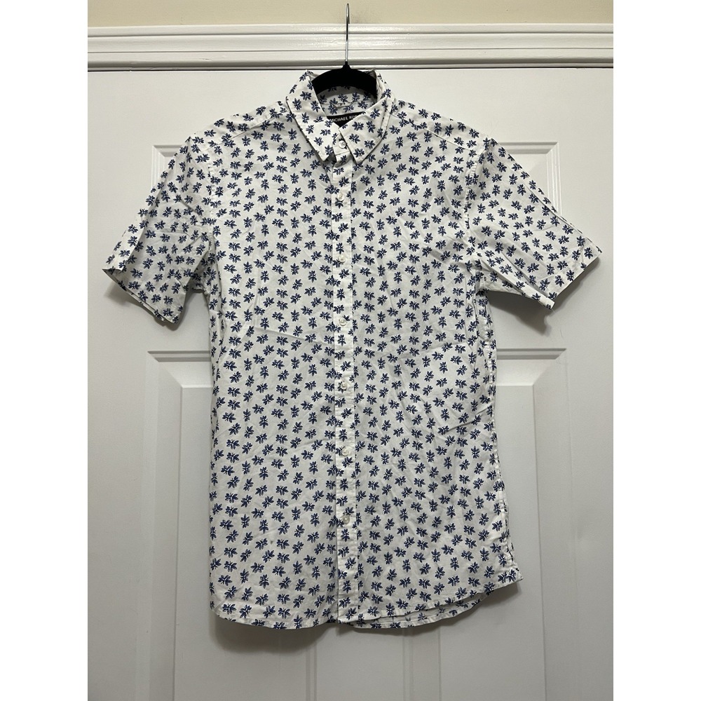 Michael Kors Mens Floral Slim Fit Button Shirt Size Small Casual Resort Office